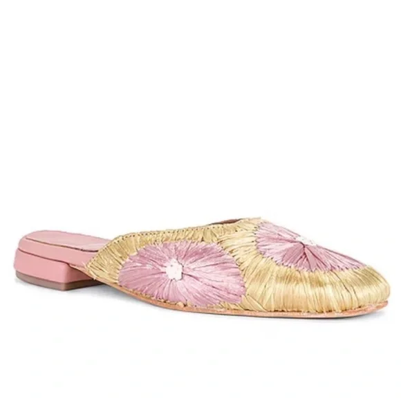 Jeffrey Campbell Mitzy Mule gold pink raffia rattan 8 39 - Picture 2 of 8